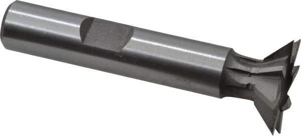 Keo - 3/4" Diam x 3/16" Width of Cut, 45° Included Angle, Cobalt Dovetail Cutter - 3/8" Shank Diam, 1-15/16" Shank Length, 2-1/8" Overall Length, Weldon Flat, Uncoated - Apex Tool & Supply