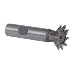 Keo - 1" Diam x 1/4" Width of Cut, 45° Included Angle, Cobalt Dovetail Cutter - 1/2" Shank Diam, 2-1/4" Shank Length, 2-1/2" Overall Length, Weldon Flat, Uncoated - Apex Tool & Supply