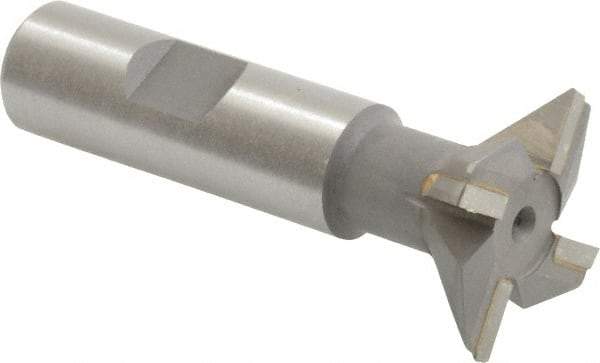 Keo - 1-1/4" Diam x 5/16" Width of Cut, 45° Included Angle, Carbide-Tipped Dovetail Cutter - 5/8" Shank Diam, 2-3/4" Overall Length, 0.02" Corner Radius, Weldon Flat, Uncoated - Apex Tool & Supply