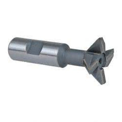 Keo - 1-1/2" Diam x 1/2" Width of Cut, 45° Included Angle, Carbide-Tipped Dovetail Cutter - 3/4" Shank Diam, 3-1/4" Overall Length, 0.02" Corner Radius, Weldon Flat, Uncoated - Apex Tool & Supply
