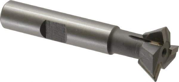 Keo - 3/4" Diam x 1/4" Width of Cut, 60° Included Angle, Carbide-Tipped Dovetail Cutter - 3/8" Shank Diam, 2-1/4" Overall Length, 0.02" Corner Radius, Weldon Flat, Uncoated - Apex Tool & Supply