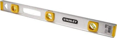 Stanley - 24" Long 3 Vial I-Beam Level - Aluminum, Silver, 1 45°, 1 Level & 1 Plumb Vials - Apex Tool & Supply