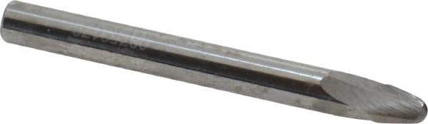 Accupro - 15° Taper Angle per Side, 3/16" Small End Diam, 5/16" LOC, Solid Carbide 2 Flute Tapered Ball End Mill - 2-1/2" OAL, 5/16" Shank Diam, Spiral Flute - Apex Tool & Supply