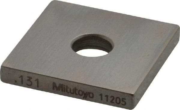 Mitutoyo - 0.131" Square Steel Gage Block - Accuracy Grade 0, Includes Certificate of Inspection - Apex Tool & Supply