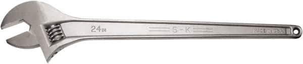SK - 2-1/2" Jaw Capacity, 24" Standard Adjustable Wrench - Stainless Steel, Chrome Finish, 24" OAL - Apex Tool & Supply