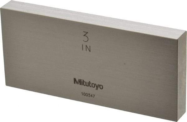 Mitutoyo - 3" Rectangular Steel Gage Block - Accuracy Grade 0, Includes Certificate of Inspection - Apex Tool & Supply