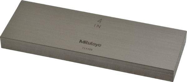 Mitutoyo - 4" Rectangular Steel Gage Block - Accuracy Grade 0, Includes Certificate of Inspection - Apex Tool & Supply