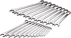 SK - 21 Piece, 1/4" to 1-1/2", 12 Point Combination Wrench Set - Inch Measurement Standard, Chrome Finish, Comes in Rack - Apex Tool & Supply