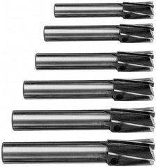 Value Collection - 6 Piece, 3 Flutes, Straight Shank, Interchangeable Pilot Counterbore Set - Apex Tool & Supply