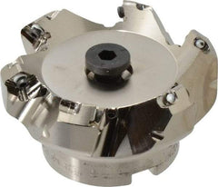 Seco - 2.48" Cut Diam, 3/4" Arbor Hole, 0.18" Max Depth of Cut, 45° Indexable Chamfer & Angle Face Mill - 6 Inserts, SE.. 09T3 Insert, Right Hand Cut, 6 Flutes, Through Coolant, Series R220.53 - Apex Tool & Supply