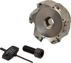 Seco - 3.15" Cut Diam, 1" Arbor Hole, 0.18" Max Depth of Cut, 45° Indexable Chamfer & Angle Face Mill - 6 Inserts, SE.. 09T3 Insert, Right Hand Cut, 6 Flutes, Through Coolant, Series R220.53 - Apex Tool & Supply