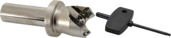 Seco - 45° Lead Angle, 1.18" Max Cut Diam, 0.18" Max Depth of Cut, Indexable Chamfer and Angle End Mill - 2 Inserts, SE.. 09T3 Insert Style, 3.54" Overall Length, Through Coolant - Apex Tool & Supply