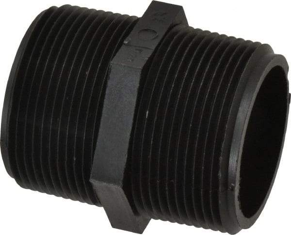 Green Leaf - 1-1/2" Polypropylene Plastic Pipe Hex Nipple - MIPT x MIPT End Connections - Apex Tool & Supply