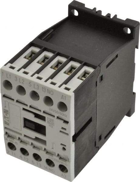 Eaton Cutler-Hammer - 3 Pole, 24 Coil VAC, 20 Amp, Nonreversible Open Enclosure IEC Contactor - 1 Phase hp: 0.5 at 115 V, 1 at 200 V, 1.5 at 230 V, 3 Phase hp: 3 at 200 V, 3 at 230 V, 5 at 460 V, 7.5 at 575 V, 9 Amp Inductive Load Rating Listed - Apex Tool & Supply