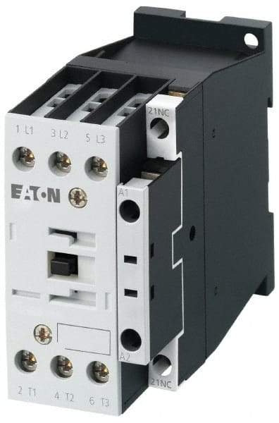 Eaton Cutler-Hammer - 3 Pole, 24 Coil VAC, 18 Amp, Nonreversible Open Enclosure IEC Contactor - 1 Phase hp: 2 at 115 V, 2 at 200 V, 3 at 230 V, 3 Phase hp: 10 at 460 V, 15 at 575 V, 5 at 200 V, 5 at 230 V, 18 Amp Inductive Load Rating Listed - Apex Tool & Supply