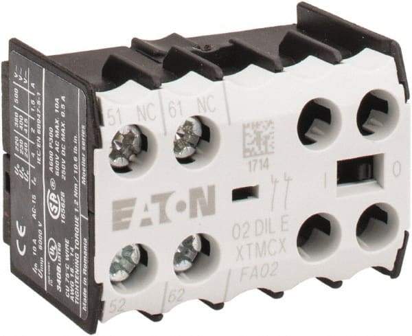 Eaton Cutler-Hammer - 6 to 9 Amp, Contactor Front Mount Auxiliary Contact - For Use with Miniature Contactor and XTRM Miniature Control Relay - Apex Tool & Supply