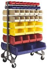 Quantum Storage - 102 Bin Rail Unit with Bins - 36 Inch Overall Width x 20 Inch Overall Depth x 53 Inch Overall Height, Assorted Color Polypropylene / Polyethylene Bins - Apex Tool & Supply