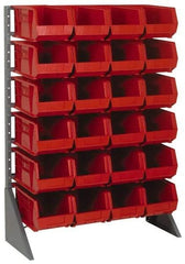 Quantum Storage - 48 Bin Rail Unit with Bins - 36 Inch Overall Width x 15 Inch Overall Depth x 53 Inch Overall Height, Blue Polypropylene / Polyethylene Bins - Apex Tool & Supply