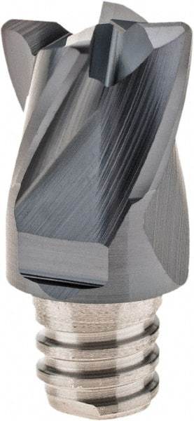 Iscar - MM EC-4 Grade IC908 Carbide End Milling Tip Insert - TiAlN Finish, 4 Flutes, 3/8" Cutting Diam, 0.275" Depth of Cut, 0.512" Extension, 0.03" Cnr Rad, 30° Helix - Apex Tool & Supply