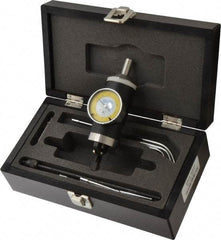 Fowler - 9 Piece, 0mm to 300mm Measuring Range, 42.5mm Dial Diam, 0-50 Dial Reading, White & Yellow Dial Test Indicator Kit - 0.01mm Dial Graduation - Apex Tool & Supply