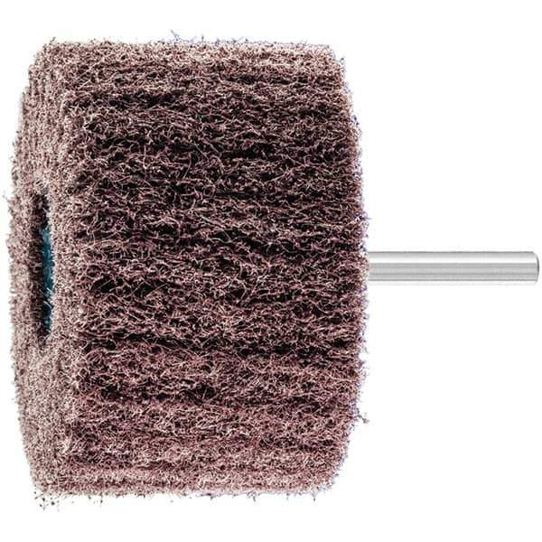PFERD - 3" Diam x 2" Face Width, Aluminum Oxide Nonwoven Mounted Flap Wheel - 1/4" Shank Mount, 100 Grit, 7,500 Max RPM - Apex Tool & Supply