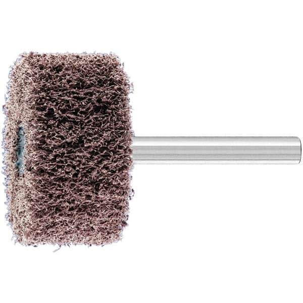 PFERD - 1-1/2" Diam x 3/4" Face Width, Aluminum Oxide Nonwoven Mounted Flap Wheel - 1/4" Shank Mount, 100 Grit, 15,000 Max RPM - Apex Tool & Supply