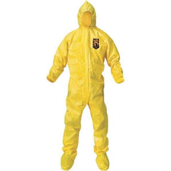 KleenGuard - Size 2XL PE Film Chemical Resistant Coveralls - Yellow, Zipper Closure, Elastic Cuffs, with Boots, Bound Seams - Apex Tool & Supply