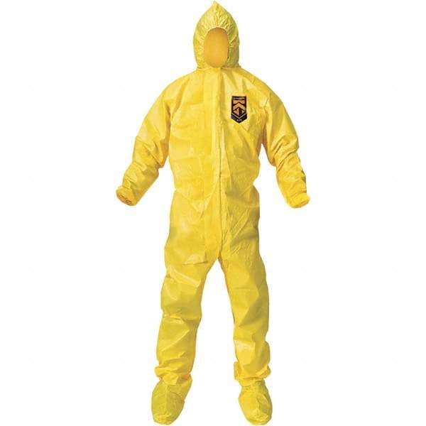 KleenGuard - Size 3XL PE Film Chemical Resistant Coveralls - Yellow, Zipper Closure, Elastic Cuffs, with Boots, Bound Seams - Apex Tool & Supply