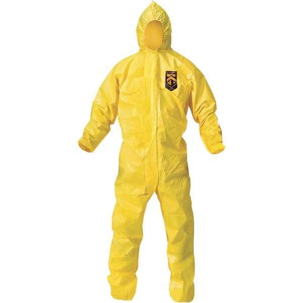 KleenGuard - Size L PE Film Chemical Resistant Coveralls - Yellow, Zipper Closure, Elastic Cuffs, Elastic Ankles, Bound Seams - Apex Tool & Supply