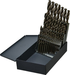 Cleveland - 1/16 to 1/2", 135° Point, Gold Finish, Cobalt Jobber Length Drill Bit Set - Apex Tool & Supply