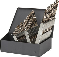 Cleveland - 1/16 to 1/2", 135° Point, Bright Finish, High Speed Steel Jobber Length Drill Bit Set - Apex Tool & Supply