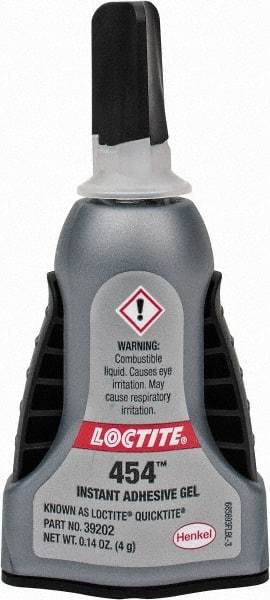 Loctite - 0.14 oz Bottle Clear Instant Adhesive - Series QuickTite, 5 to 30 sec Working Time, 24 hr Full Cure Time, Bonds to Metal & Plastic - Apex Tool & Supply
