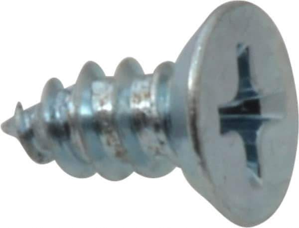 Value Collection - #8 Flat Head Phillips Sheet Metal Screw - Steel, 3/8" OAL, Grade 2 - Apex Tool & Supply