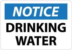 NMC - "Notice - Drinking Water", 10" Long x 14" Wide, Aluminum Safety Sign - Rectangle, 0.04" Thick, Use for Security & Admittance - Apex Tool & Supply
