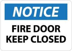 NMC - Notice - Fire Door - Keep Closed, Plastic Fire and Exit Sign - 14" Wide x 10" High - Apex Tool & Supply