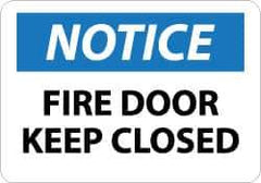 NMC - Notice - Fire Door - Keep Closed, Plastic Fire and Exit Sign - 14" Wide x 10" High - Apex Tool & Supply