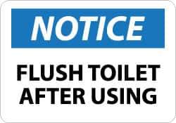 NMC - "Notice - Flush Toilet After Using", 10" Long x 14" Wide, Aluminum Safety Sign - Rectangle, 0.04" Thick, Use for Security & Admittance - Apex Tool & Supply