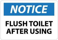 NMC - "Notice - Flush Toilet After Using", 10" Long x 14" Wide, Aluminum Safety Sign - Rectangle, 0.04" Thick, Use for Security & Admittance - Apex Tool & Supply