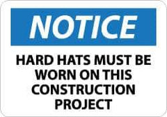 NMC - "Notice - Hard Hats Must Be Worn on This Construction Project", 10" Long x 14" Wide, Aluminum Safety Sign - Rectangle, 0.04" Thick, Use for Accident Prevention - Apex Tool & Supply