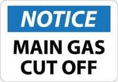 NMC - "Notice - Main Gas Cutoff", 10" Long x 14" Wide, Aluminum Safety Sign - Rectangle, 0.04" Thick, Use for Accident Prevention - Apex Tool & Supply
