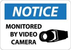 NMC - "Notice - Monitored by Video Camera", 10" Long x 14" Wide, Aluminum Safety Sign - Rectangle, 0.04" Thick, Use for Security & Admittance - Apex Tool & Supply