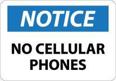 NMC - "Notice - No Cellular Phones", 10" Long x 14" Wide, Aluminum Safety Sign - Rectangle, 0.04" Thick, Use for Security & Admittance - Apex Tool & Supply