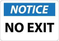 NMC - Notice - No Exit, Pressure Sensitive Vinyl Exit Sign - 14" Wide x 10" High - Apex Tool & Supply