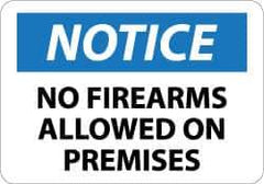 NMC - "Notice - No Firearms Allowed on Premises", 10" Long x 14" Wide, Aluminum Safety Sign - Rectangle, 0.04" Thick, Use for Security & Admittance - Apex Tool & Supply