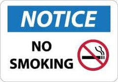 NMC - "Notice - No Smoking", 10" Long x 14" Wide, Aluminum Safety Sign - Rectangle, 0.04" Thick, Use for Accident Prevention - Apex Tool & Supply