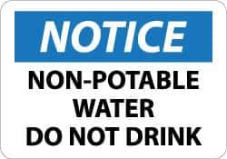 NMC - "Notice - Non-Potable Water", 10" Long x 14" Wide, Aluminum Safety Sign - Rectangle, 0.04" Thick, Use for Security & Admittance - Apex Tool & Supply