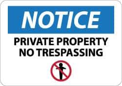NMC - "Notice - Private Property - No Trespassing", 10" Long x 14" Wide, Aluminum Safety Sign - Rectangle, 0.04" Thick, Use for Security & Admittance - Apex Tool & Supply