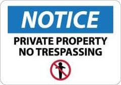 NMC - "Notice - Private Property - No Trespassing", 10" Long x 14" Wide, Aluminum Safety Sign - Rectangle, 0.04" Thick, Use for Security & Admittance - Apex Tool & Supply