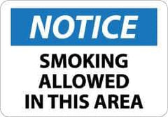 NMC - "Notice - Smoking Allowed in This Area", 10" Long x 14" Wide, Aluminum Safety Sign - Rectangle, 0.04" Thick, Use for Security & Admittance - Apex Tool & Supply