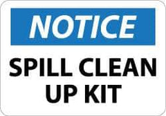 NMC - "Notice - Spill Clean Up Kit", 10" Long x 14" Wide, Aluminum Safety Sign - Rectangle, 0.04" Thick, Use for Restroom, Janitorial & Housekeeping - Apex Tool & Supply